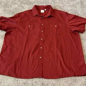 Men’s ROWM Burgundy button down short sleeve shirt 200% Cotton Comfort Cool‎ 3XB